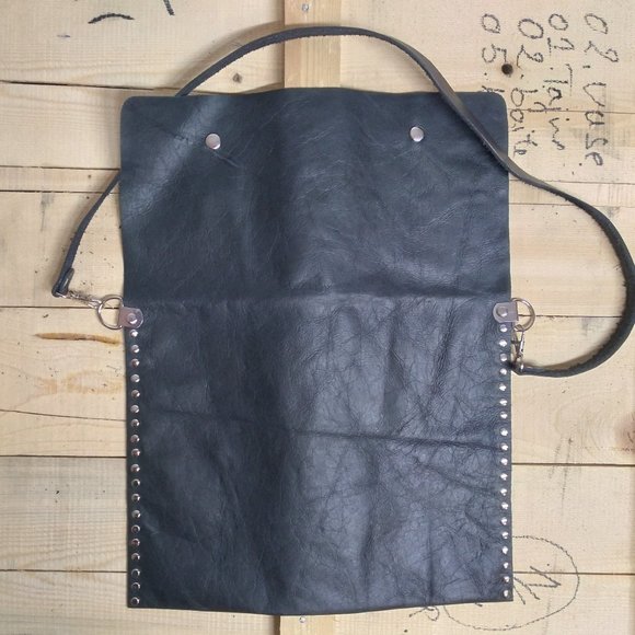 Custom Hand Made Leather Crossbody Pouch (Dark Blue) - Picture 3 of 3
